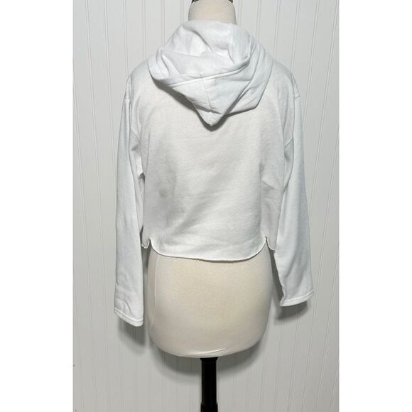 Women's Long Sleeve‎ Pullover Raw Hem Cropped Hoodie Bright White Size Medium - Picture 6 of 11